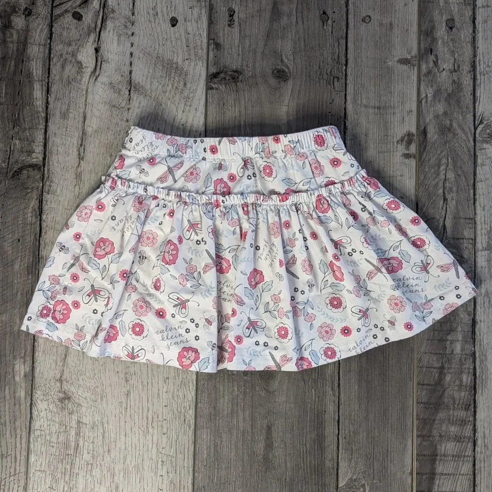 5️⃣ Calvin Klein Jeans, Ruffle Skirt, Floral Multicolor Spring Print, Sz 2T - Picture 2 of 8